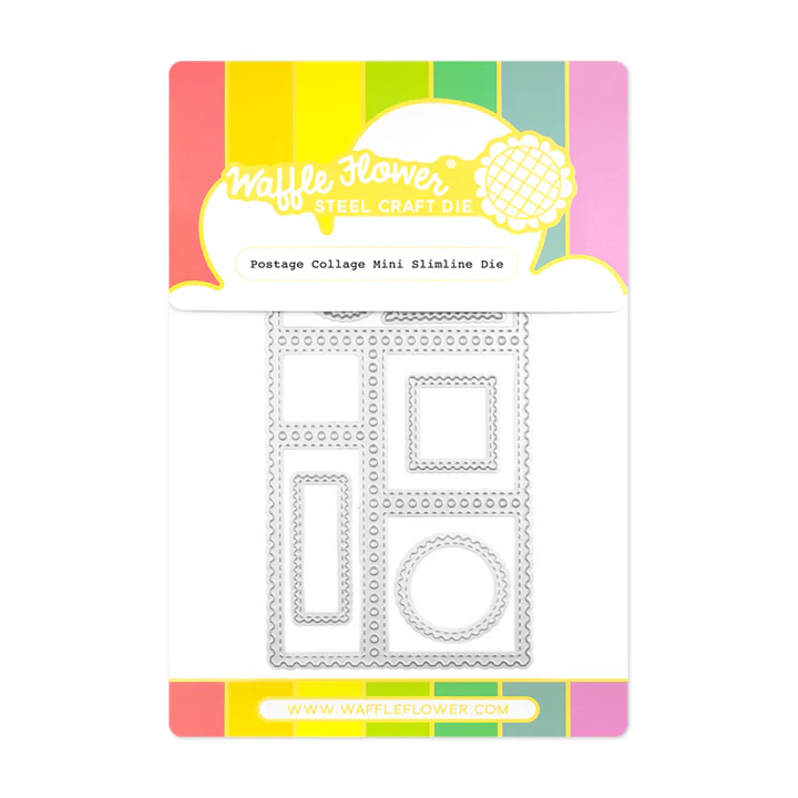 Waffle Flower Postage Collage Mini Slimline Die-Set - Briefmarken-Stanzset