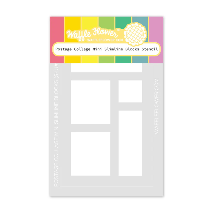 Waffle Flower Postage Mini Slimline Blocks Stencil - Briefmarken-Schablone
