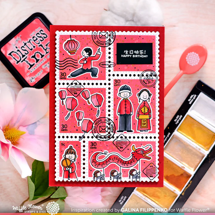 Bild 5 von Waffle Flower Postage Collage A7 Die-Set - Briefmarken-Stanzset