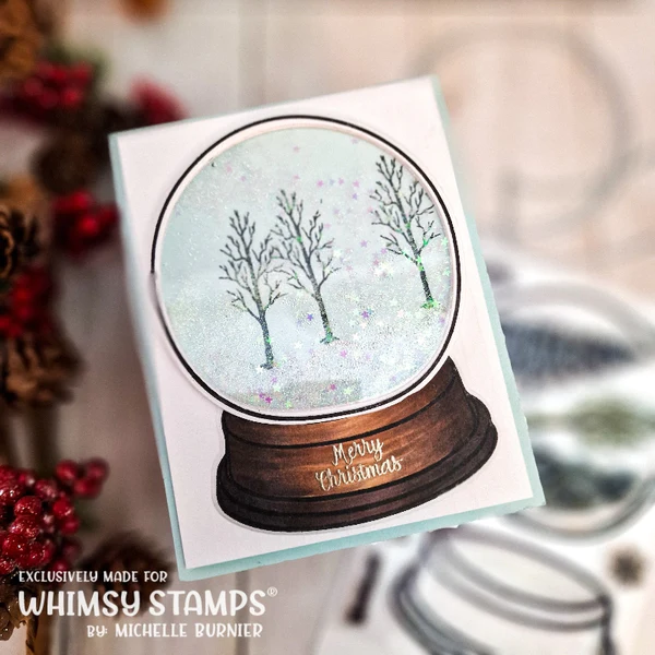 Bild 4 von Whimsy Stamps Die Stanze  -  Holiday Snowglobe Outlines - Schneekugel