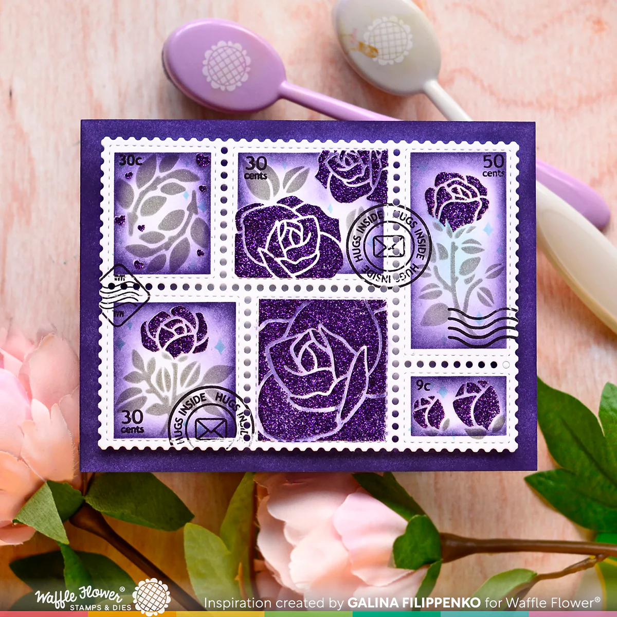 Bild 5 von Waffle Flower Postage Collage Love Clear Stamp Set - Stempel