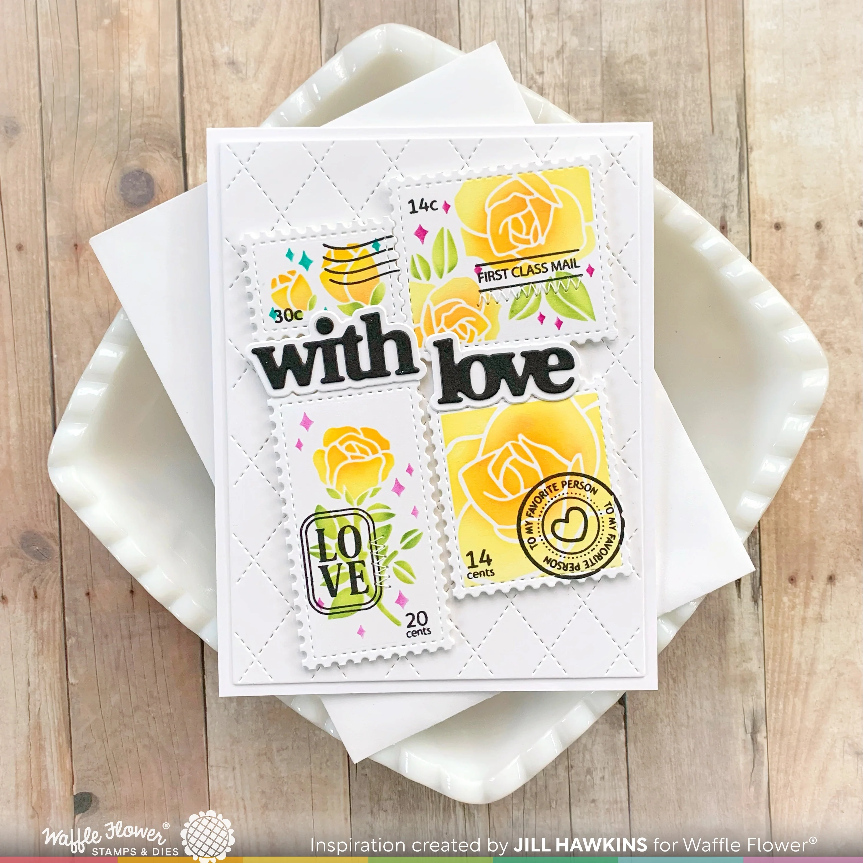 Bild 2 von Waffle Flower Postage Collage Love Clear Stamp Set - Stempel