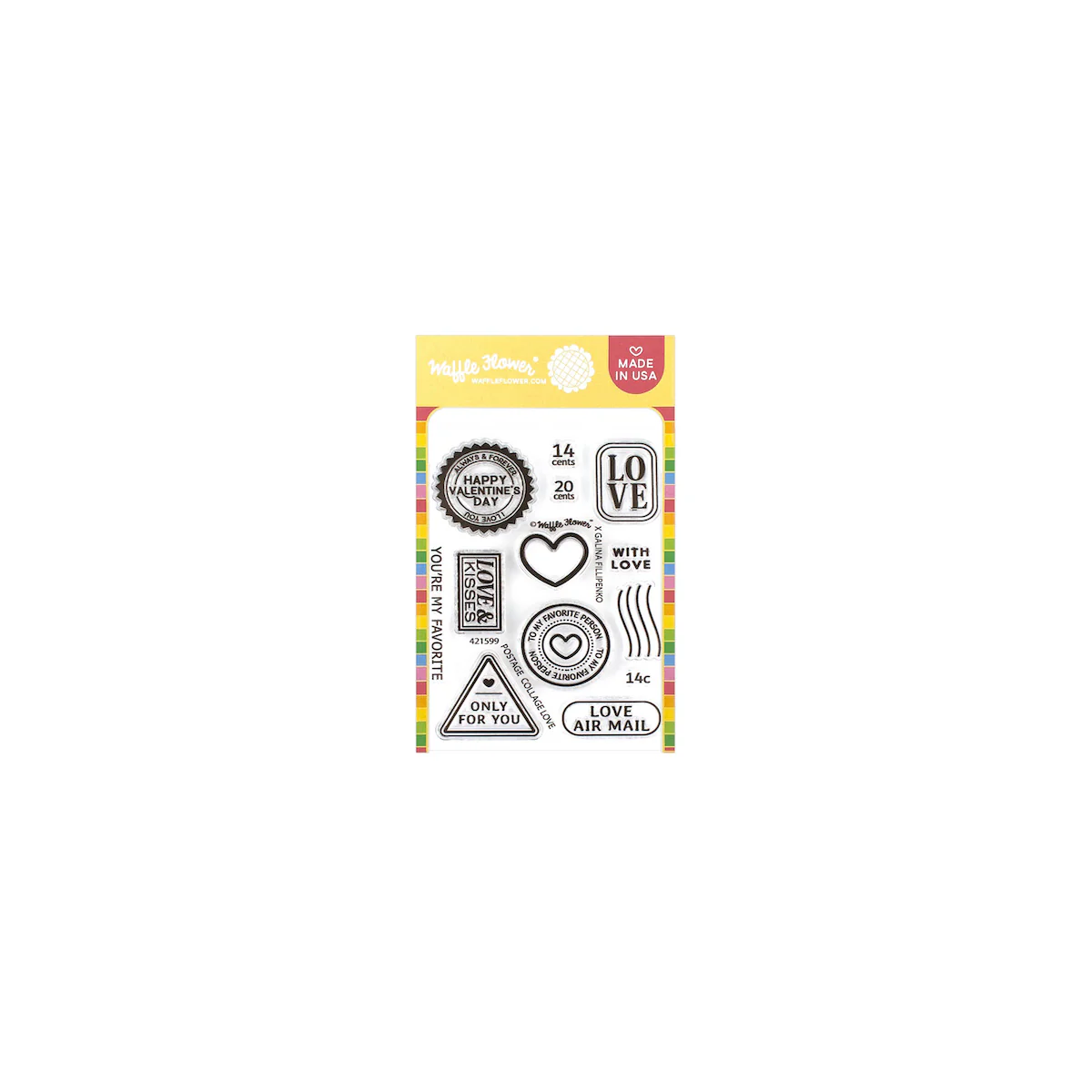 Waffle Flower Postage Collage Love Clear Stamp Set - Stempel