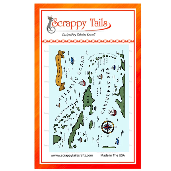 Scrappy Tails Clear Stamp-Set  - Caribbean Map