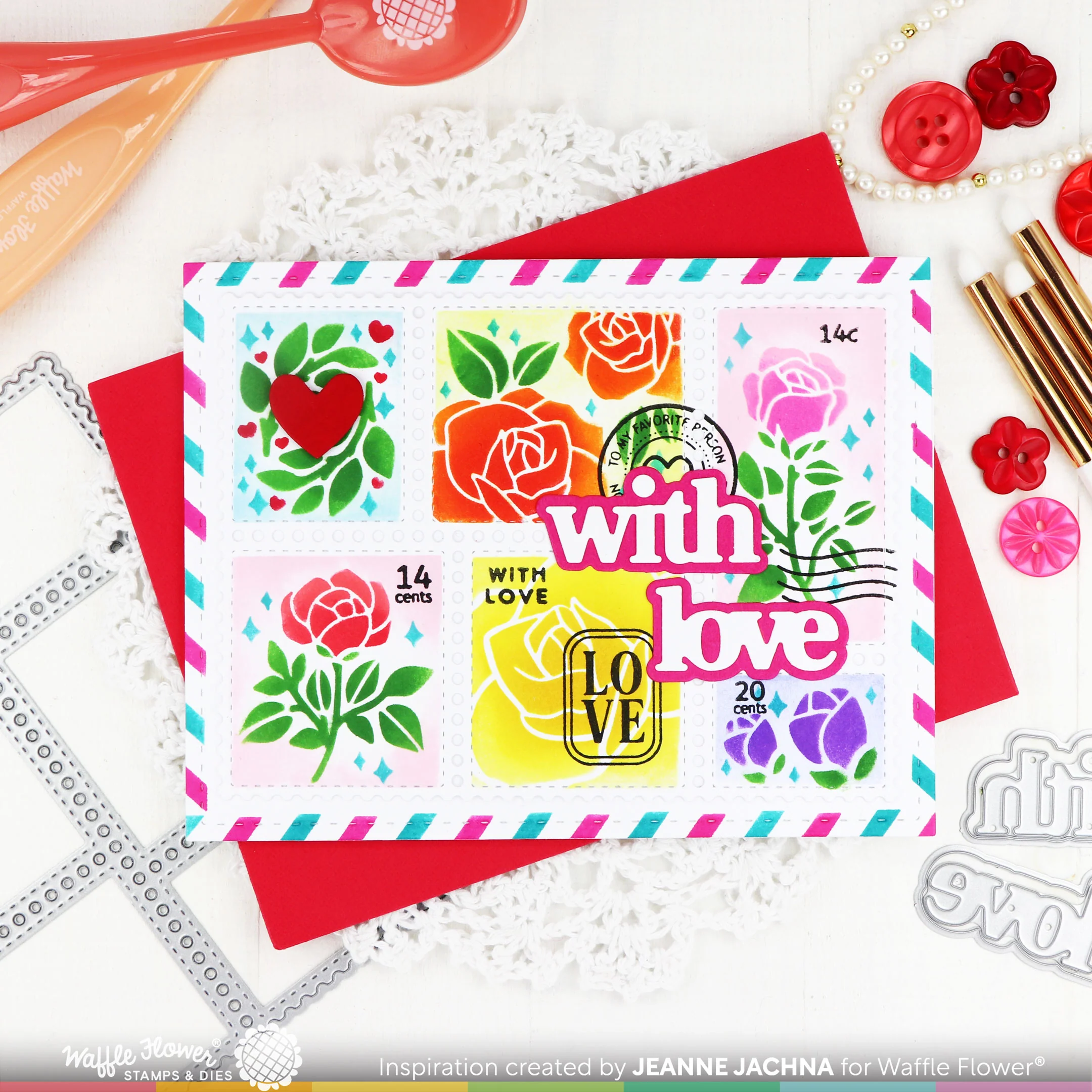 Bild 8 von Waffle Flower Postage Collage Love Clear Stamp Set - Stempel