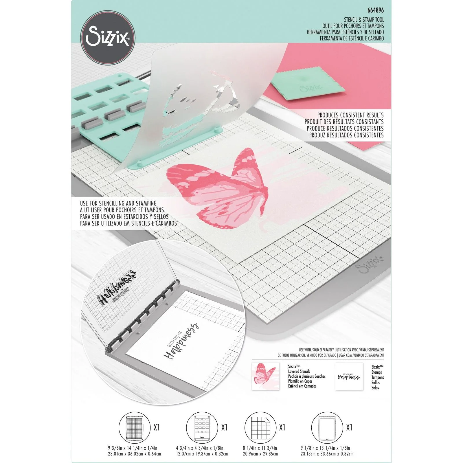 Sizzix Making Tool Stencil & Stamp Tool - Stempelhilfe 