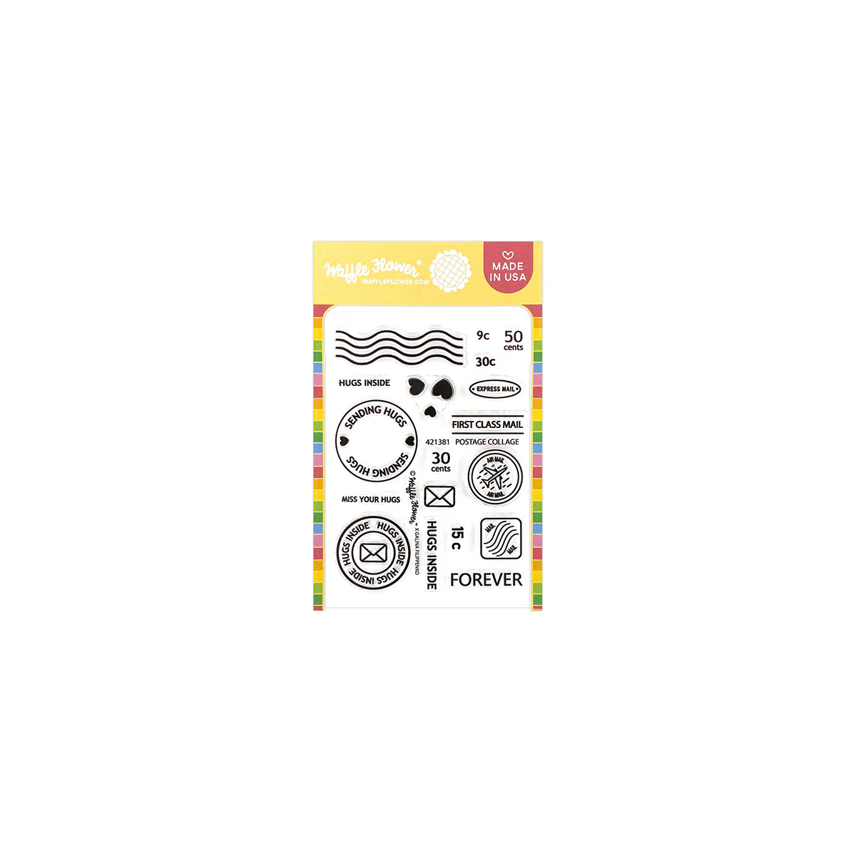 Waffle Flower Postage Collage Clear Stamp Set - Stempel